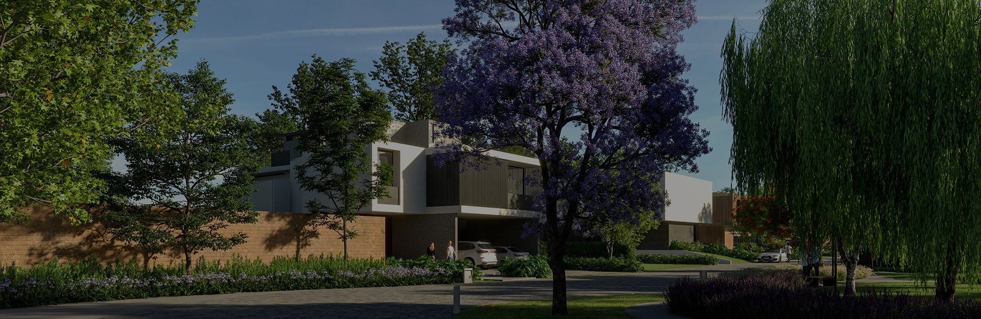 Imagen de render de casa con arboles